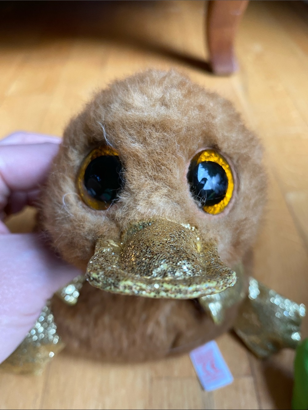 Ty Beanie Boos - PERRY the Platypus 6" Brown / Gold Glitter Plush Toy